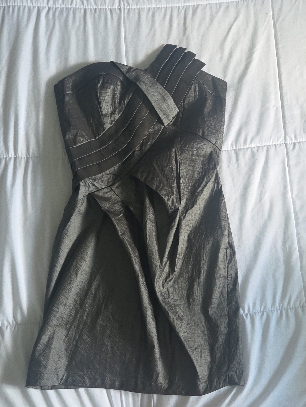 Strapless Metallic Black Party Dress - Elegant Women's Cocktail Dress